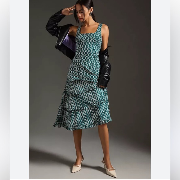 Anthropologie Dresses & Skirts - Anthropologie Teal floral Midi Dress